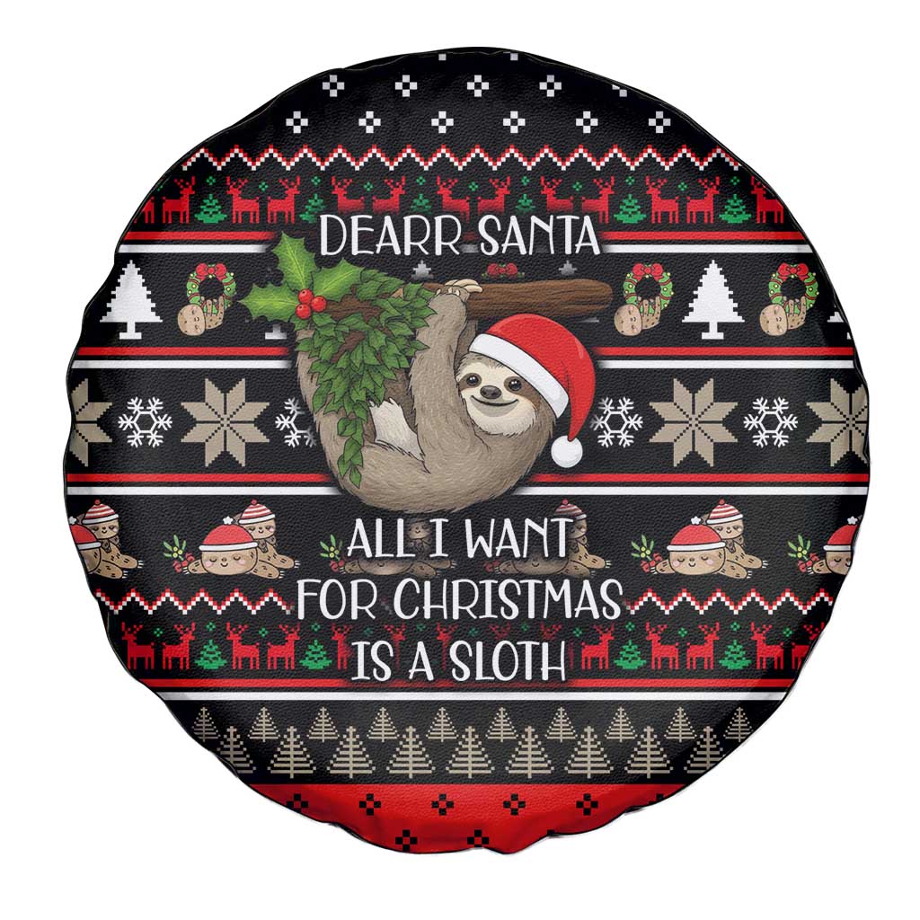 Sloth All I Want For Christmas Spare Tire Cover Xmas Holiday Patterns - Wonder Print Shop