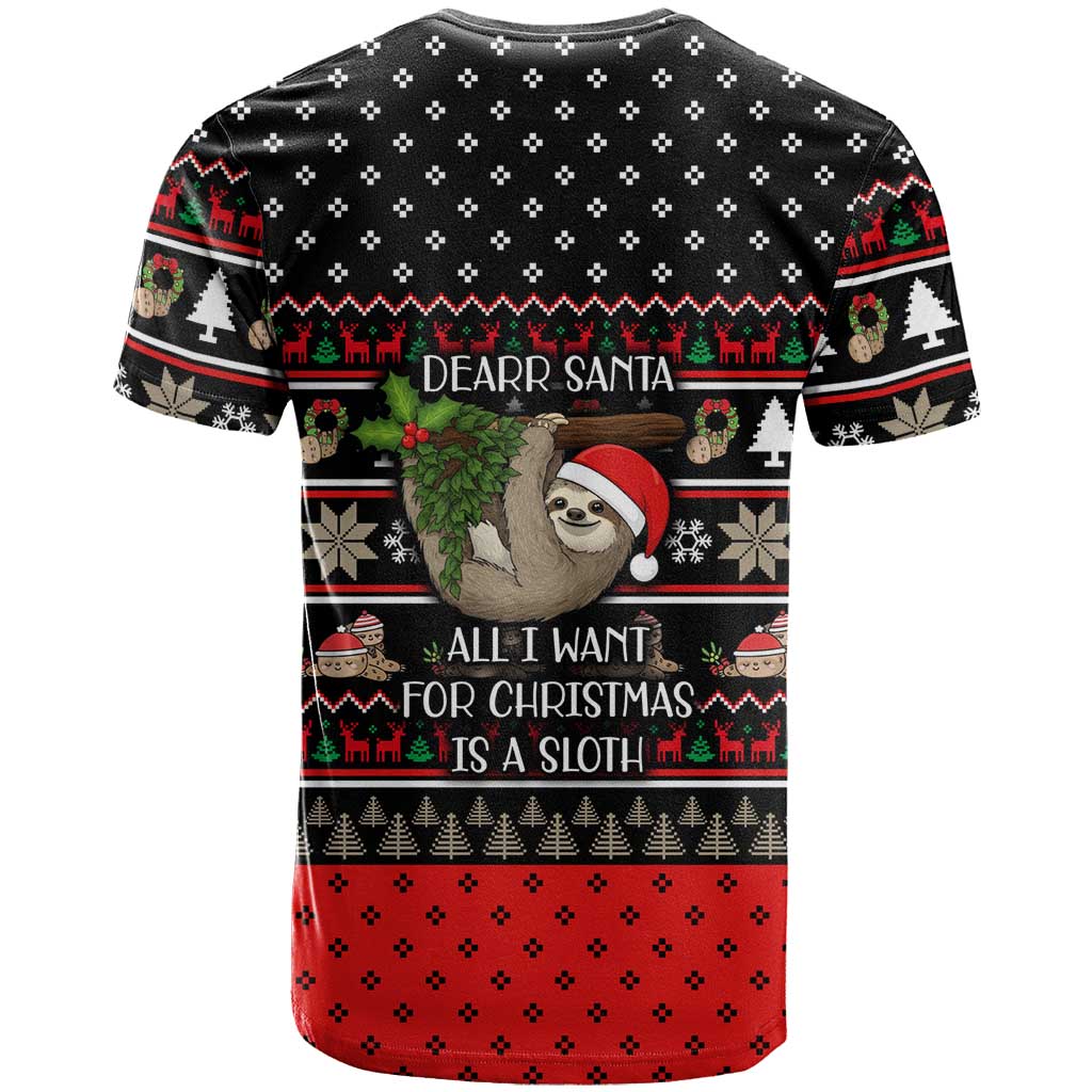Sloth All I Want For Christmas T Shirt Xmas Holiday Patterns - Wonder Print Shop