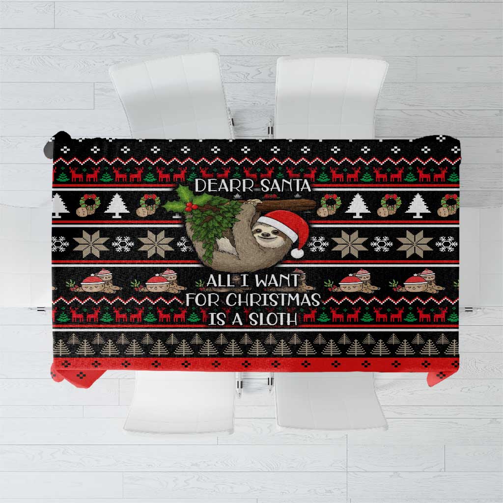 Sloth All I Want For Christmas Tablecloth Xmas Holiday Patterns - Wonder Print Shop