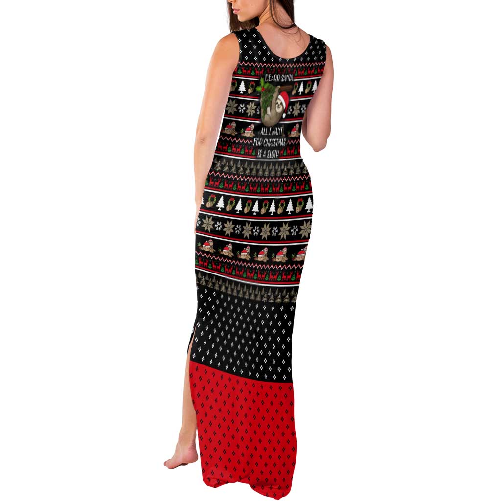 Sloth All I Want For Christmas Tank Maxi Dress Xmas Holiday Patterns - Wonder Print Shop