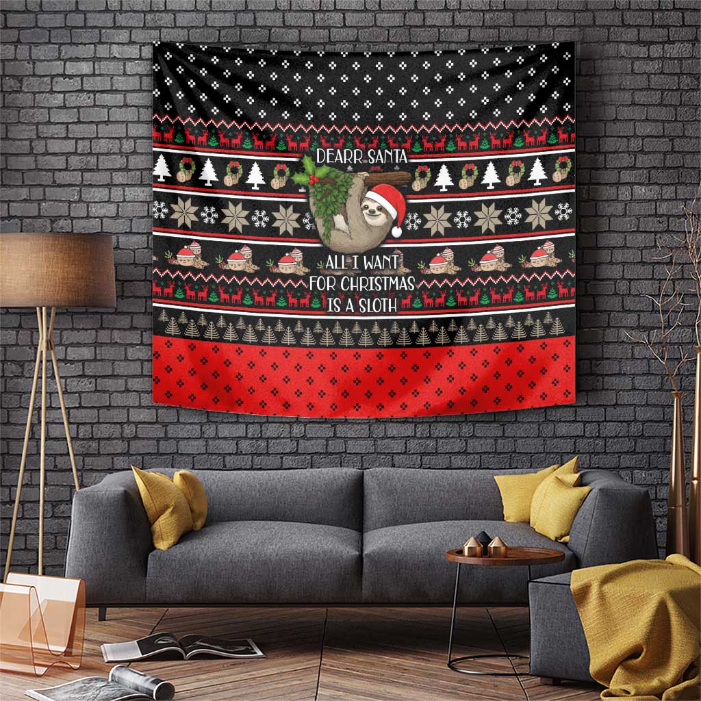 Sloth All I Want For Christmas Tapestry Xmas Holiday Patterns - Wonder Print Shop