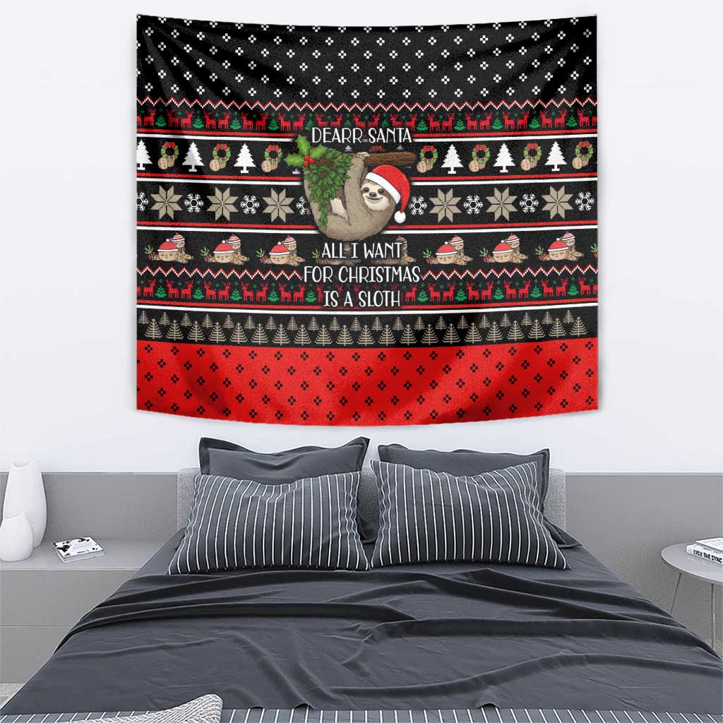 Sloth All I Want For Christmas Tapestry Xmas Holiday Patterns - Wonder Print Shop