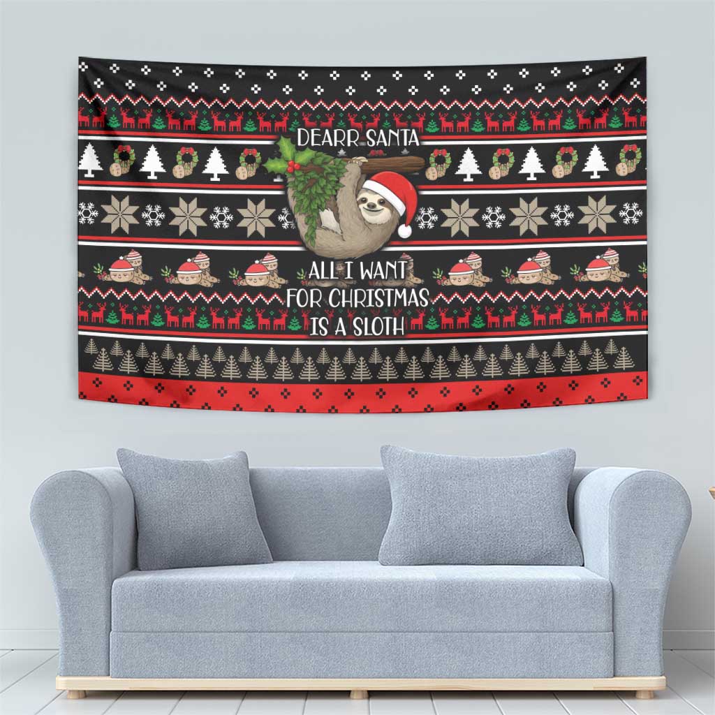 Sloth All I Want For Christmas Tapestry Xmas Holiday Patterns - Wonder Print Shop