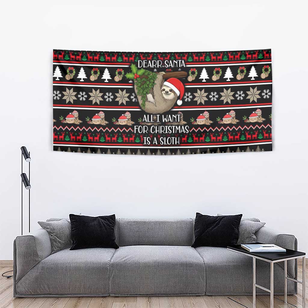 Sloth All I Want For Christmas Tapestry Xmas Holiday Patterns - Wonder Print Shop
