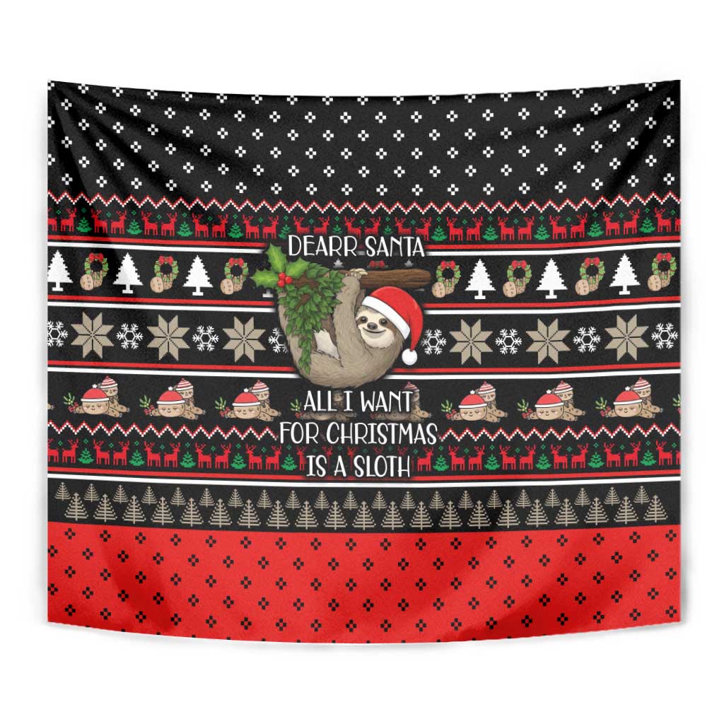 Sloth All I Want For Christmas Tapestry Xmas Holiday Patterns - Wonder Print Shop