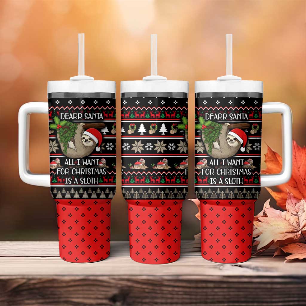 Sloth All I Want For Christmas Tumbler With Handle Xmas Holiday Patterns - Wonder Print Shop