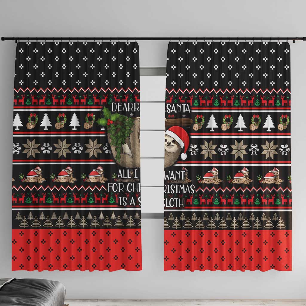 Sloth All I Want For Christmas Window Curtain Xmas Holiday Patterns - Wonder Print Shop