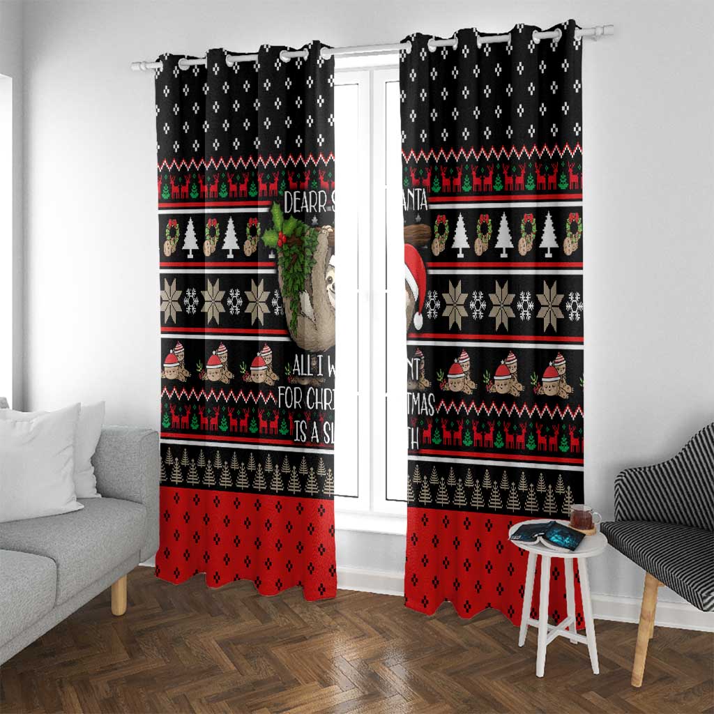 Sloth All I Want For Christmas Window Curtain Xmas Holiday Patterns - Wonder Print Shop