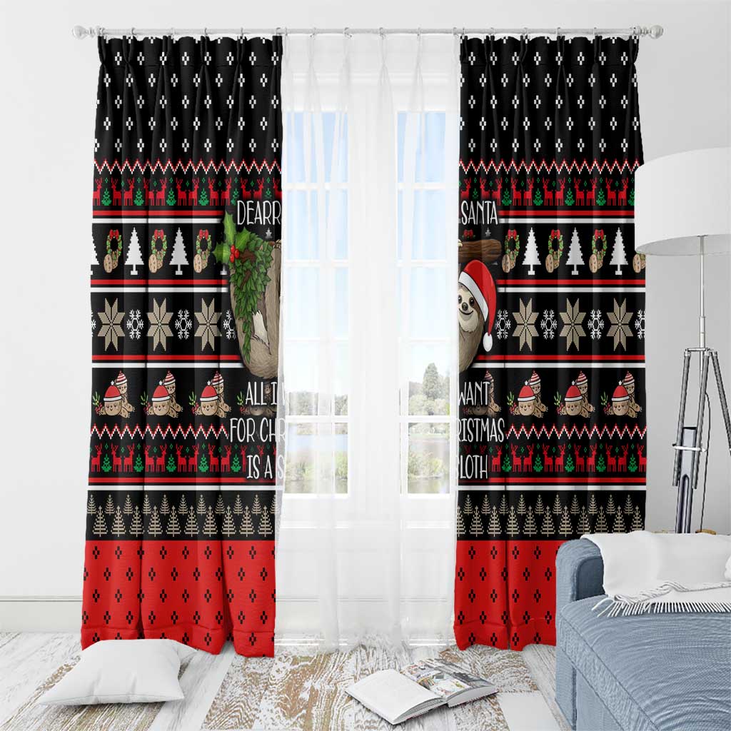 Sloth All I Want For Christmas Window Curtain Xmas Holiday Patterns - Wonder Print Shop