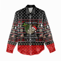 Sloth All I Want For Christmas Women Casual Shirt Xmas Holiday Patterns - Wonder Print Shop