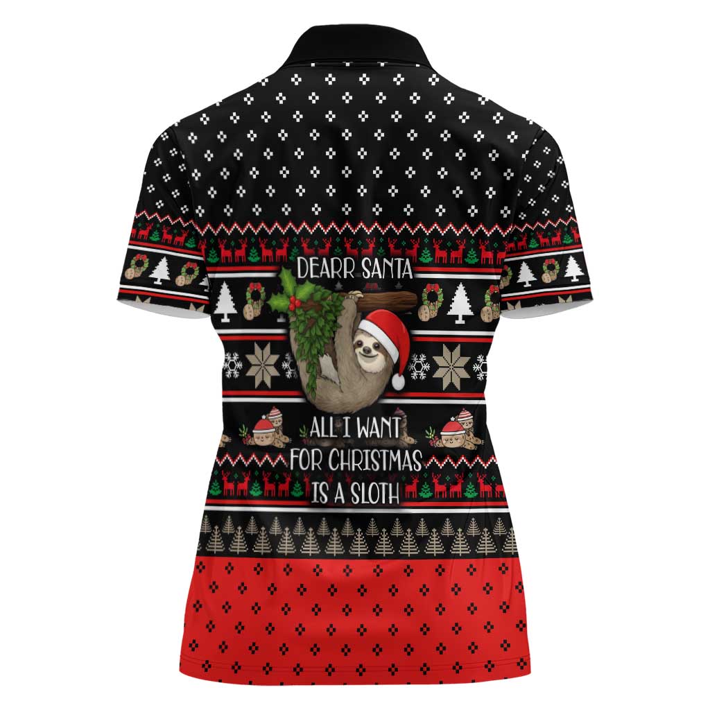 Sloth All I Want For Christmas Women Polo Shirt Xmas Holiday Patterns - Wonder Print Shop