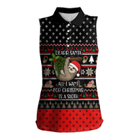 Sloth All I Want For Christmas Women Sleeveless Polo Shirt Xmas Holiday Patterns - Wonder Print Shop