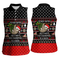 Sloth All I Want For Christmas Women Sleeveless Polo Shirt Xmas Holiday Patterns - Wonder Print Shop