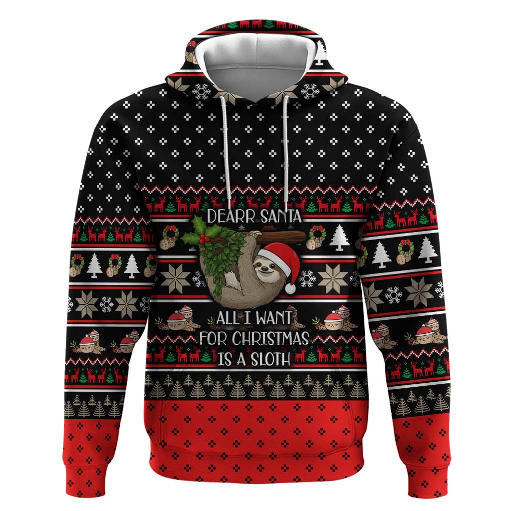 Sloth All I Want For Christmas Zip Hoodie Xmas Holiday Patterns - Wonder Print Shop