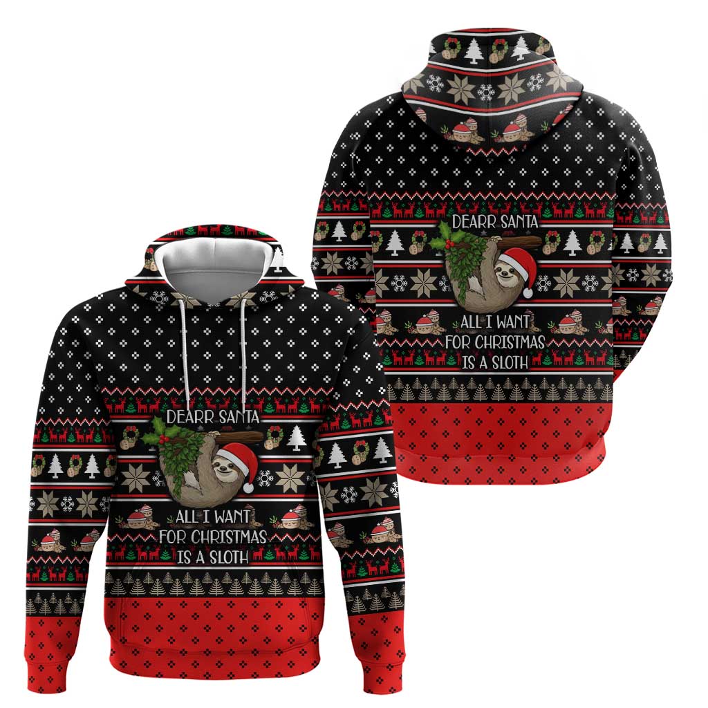 Sloth All I Want For Christmas Zip Hoodie Xmas Holiday Patterns - Wonder Print Shop