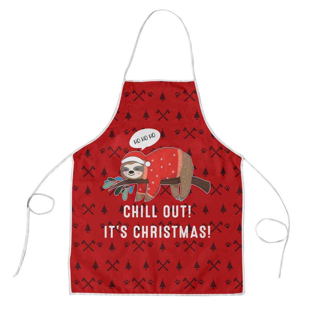 Sloth Chill Out Christmas Apron Xmas Holiday Patterns - Wonder Print Shop
