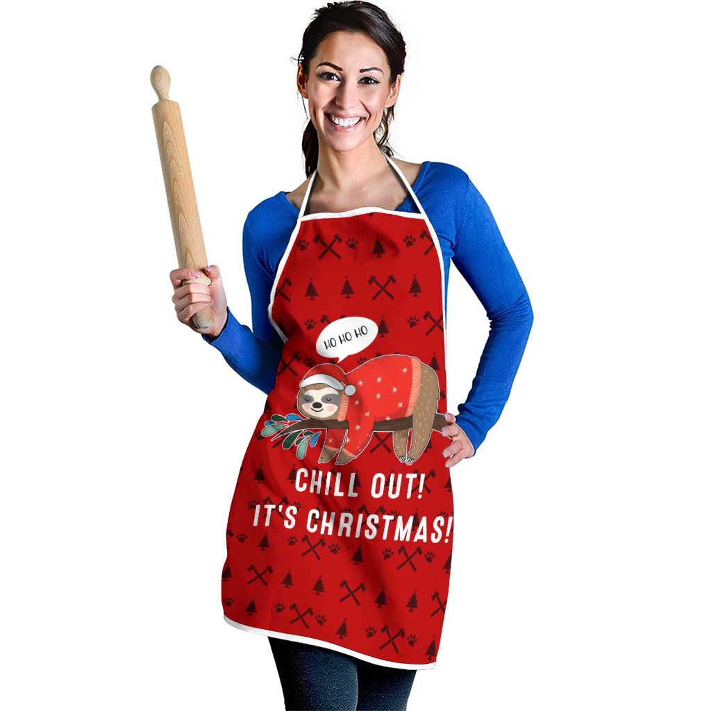 Sloth Chill Out Christmas Apron Xmas Holiday Patterns - Wonder Print Shop