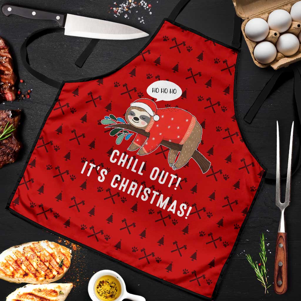 Sloth Chill Out Christmas Apron Xmas Holiday Patterns - Wonder Print Shop