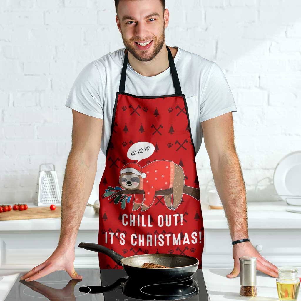 Sloth Chill Out Christmas Apron Xmas Holiday Patterns - Wonder Print Shop