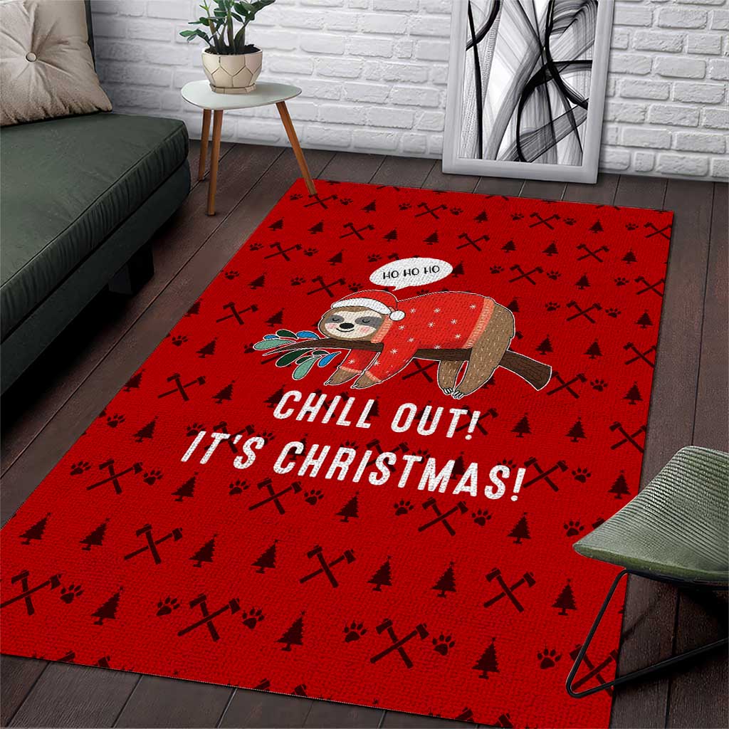 Sloth Chill Out Christmas Area Rug Xmas Holiday Patterns - Wonder Print Shop