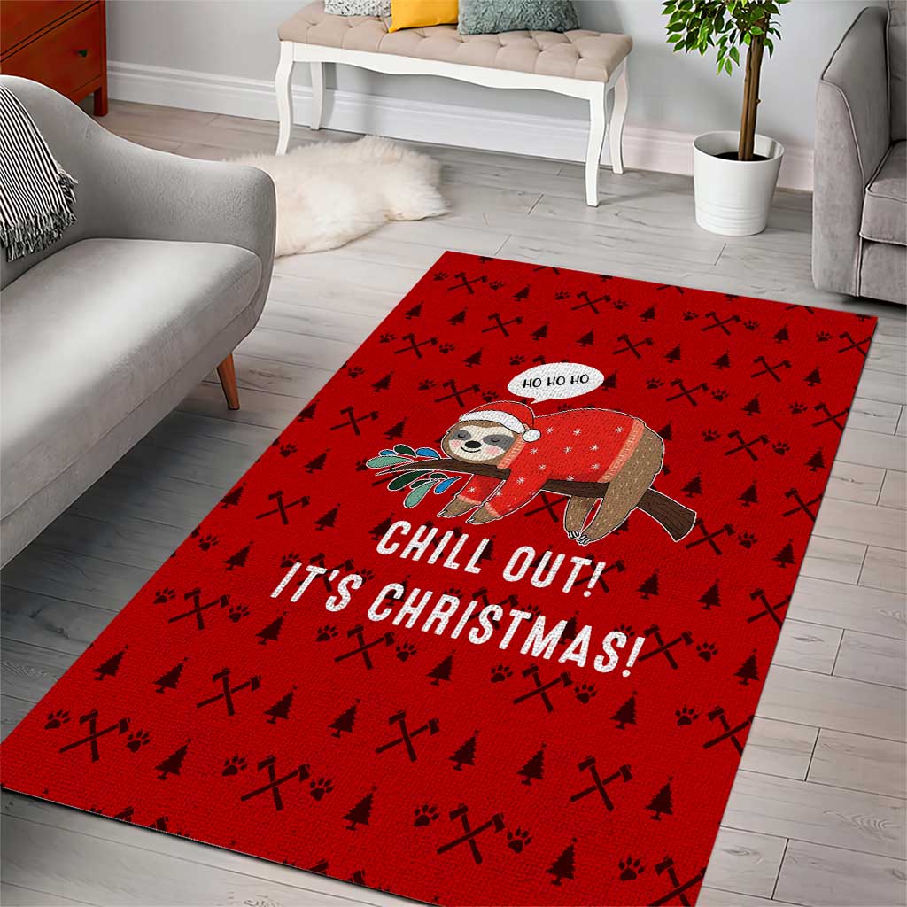 Sloth Chill Out Christmas Area Rug Xmas Holiday Patterns - Wonder Print Shop