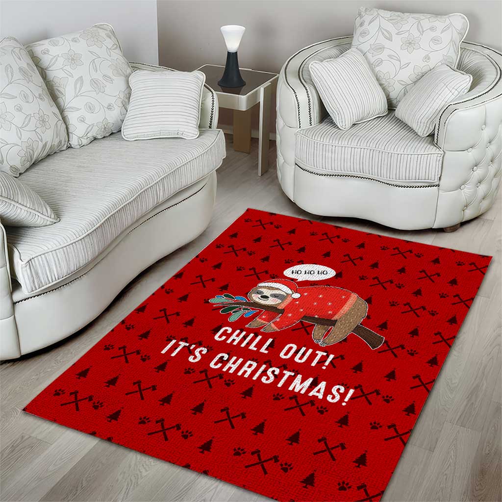 Sloth Chill Out Christmas Area Rug Xmas Holiday Patterns - Wonder Print Shop