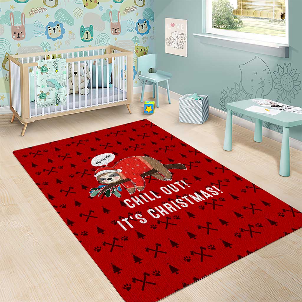 Sloth Chill Out Christmas Area Rug Xmas Holiday Patterns - Wonder Print Shop