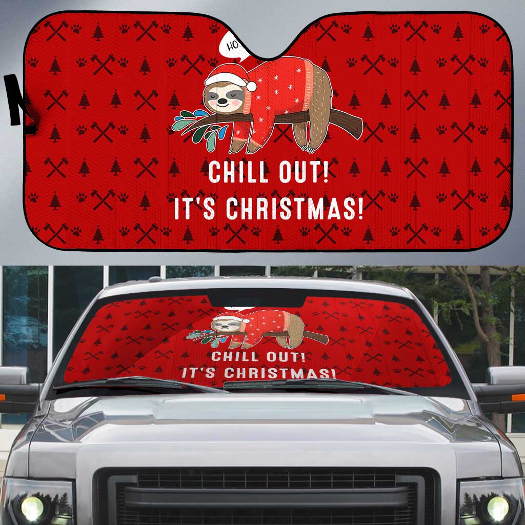 Sloth Chill Out Christmas Auto Sun Shade Xmas Holiday Patterns - Wonder Print Shop
