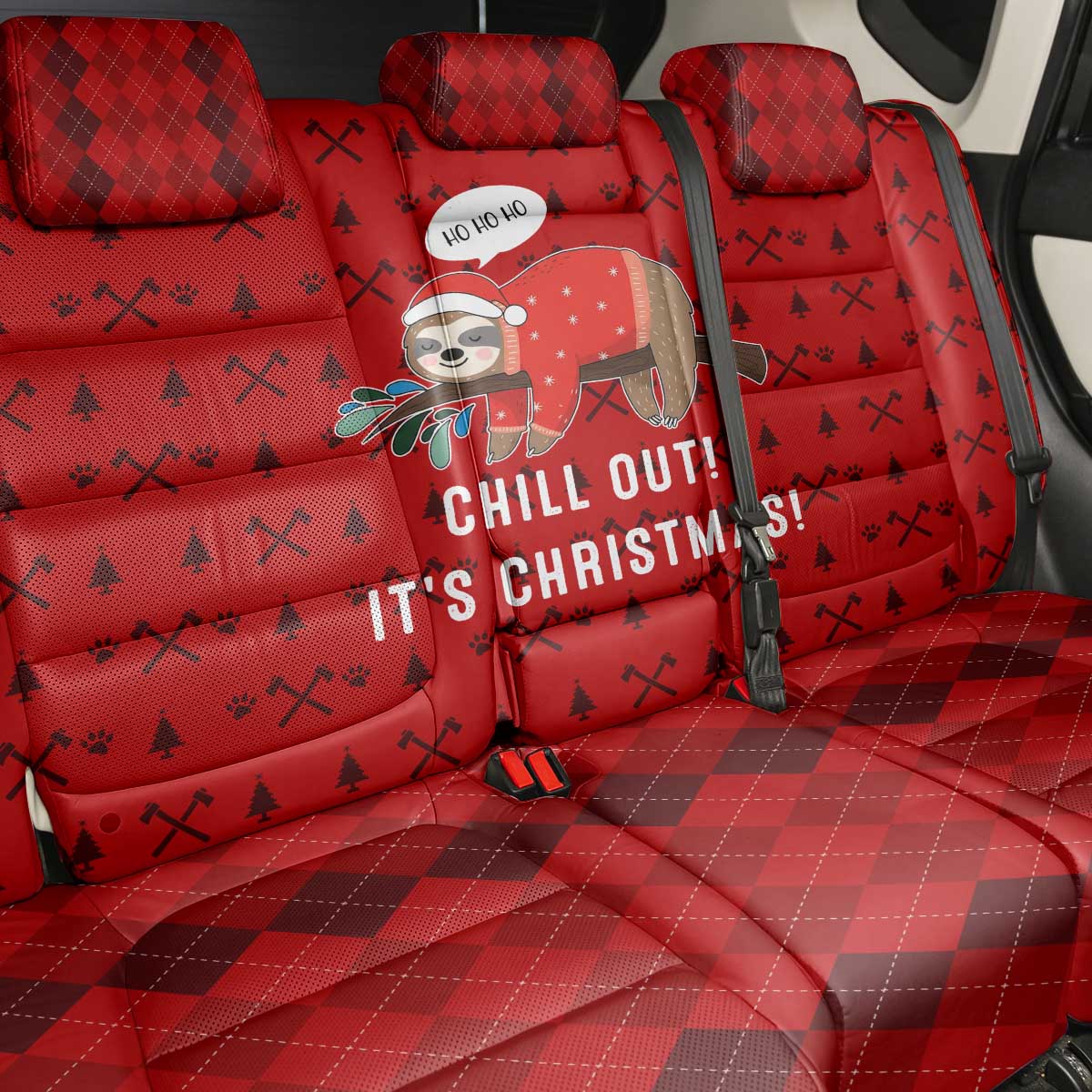 Sloth Chill Out Christmas Back Car Seat Cover Xmas Holiday Patterns - Wonder Print Shop