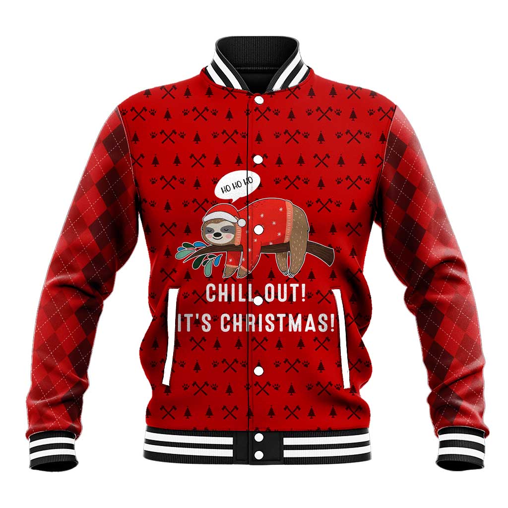 Sloth Chill Out Christmas Baseball Jacket Xmas Holiday Patterns - Wonder Print Shop