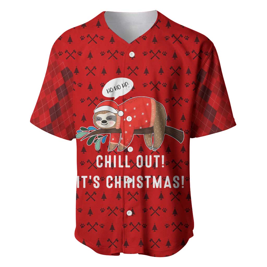 Sloth Chill Out Christmas Baseball Jersey Xmas Holiday Patterns - Wonder Print Shop