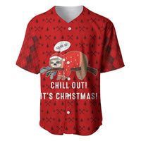 Sloth Chill Out Christmas Baseball Jersey Xmas Holiday Patterns - Wonder Print Shop