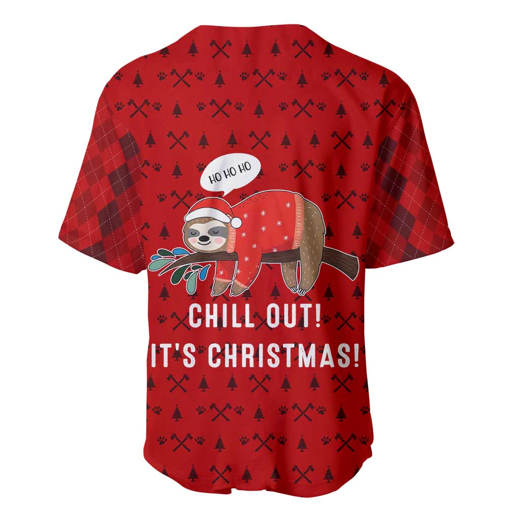 Sloth Chill Out Christmas Baseball Jersey Xmas Holiday Patterns - Wonder Print Shop