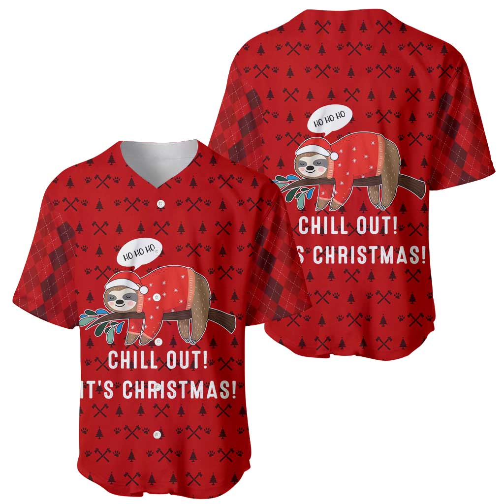 Sloth Chill Out Christmas Baseball Jersey Xmas Holiday Patterns - Wonder Print Shop