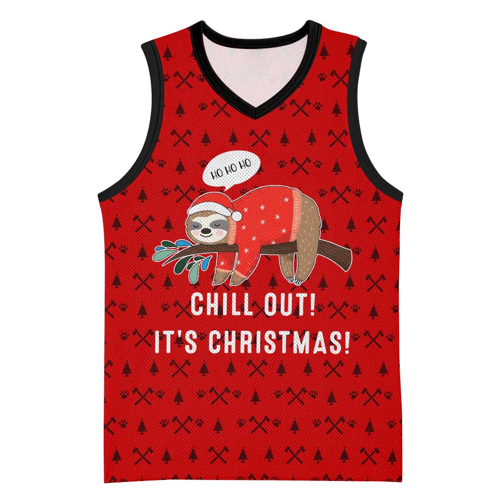 Sloth Chill Out Christmas Basketball Jersey Xmas Holiday Patterns - Wonder Print Shop