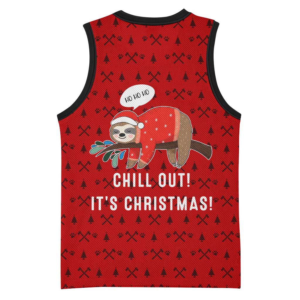Sloth Chill Out Christmas Basketball Jersey Xmas Holiday Patterns - Wonder Print Shop