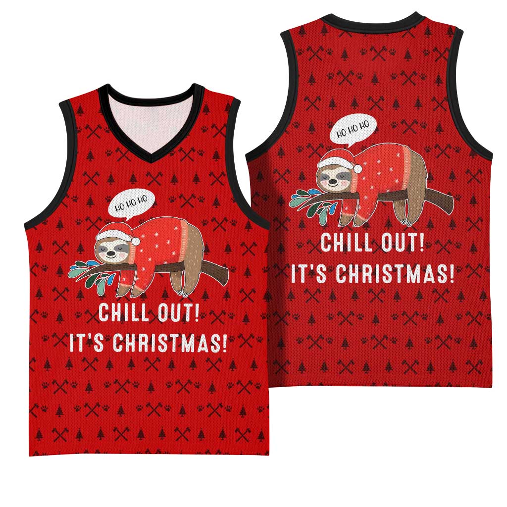 Sloth Chill Out Christmas Basketball Jersey Xmas Holiday Patterns - Wonder Print Shop