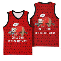 Sloth Chill Out Christmas Basketball Jersey Xmas Holiday Patterns - Wonder Print Shop