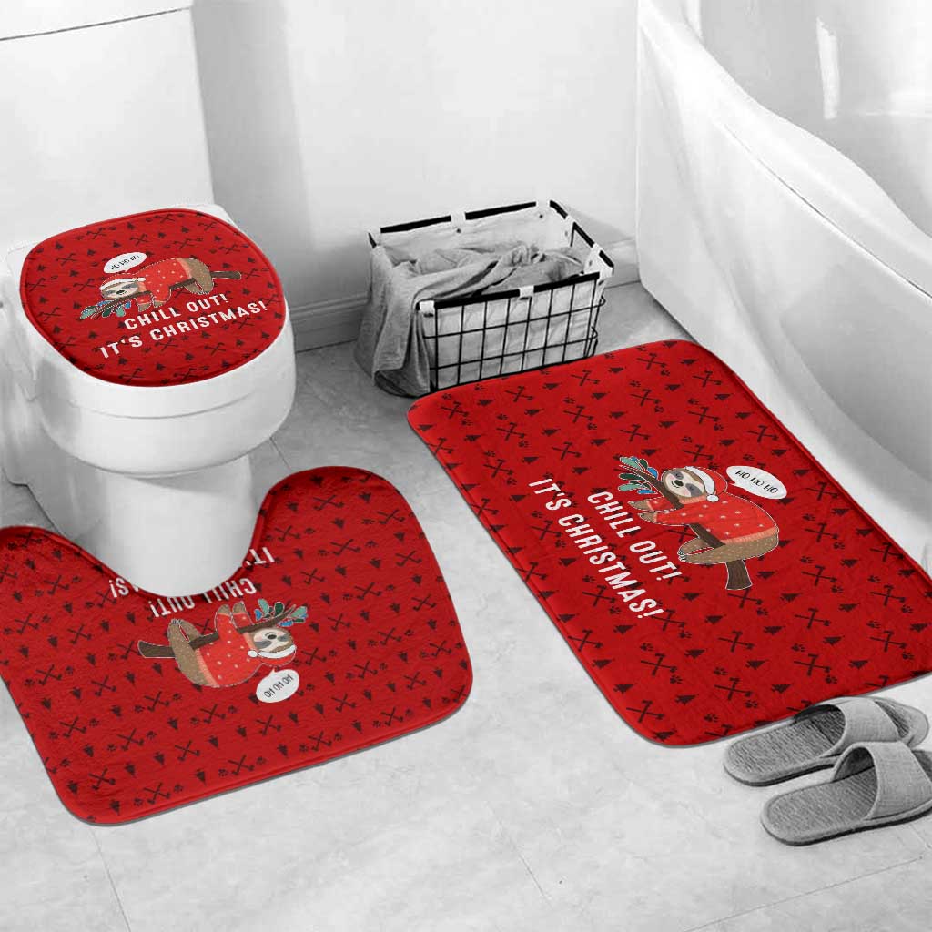 Sloth Chill Out Christmas Bathroom Set Xmas Holiday Patterns - Wonder Print Shop