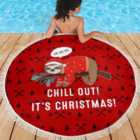 Sloth Chill Out Christmas Beach Blanket Xmas Holiday Patterns - Wonder Print Shop