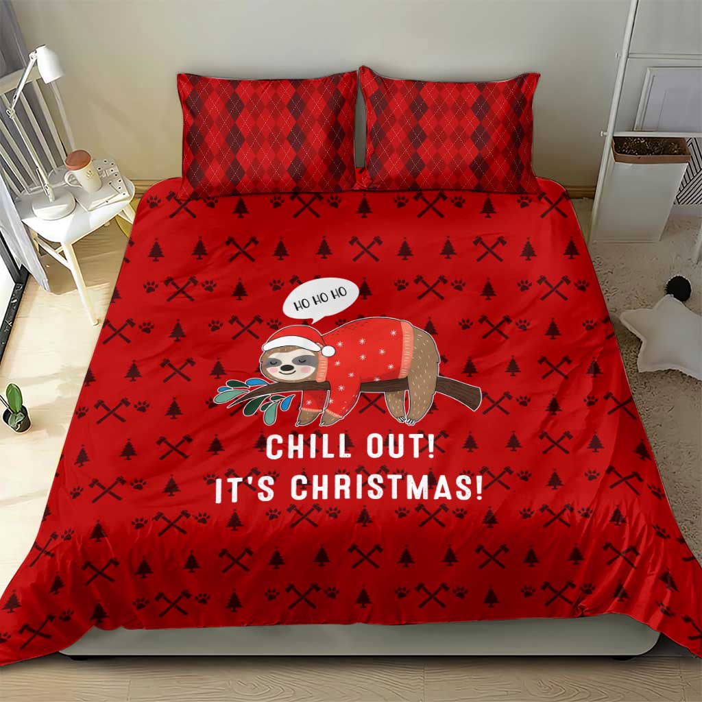 Sloth Chill Out Christmas Bedding Set Xmas Holiday Patterns - Wonder Print Shop