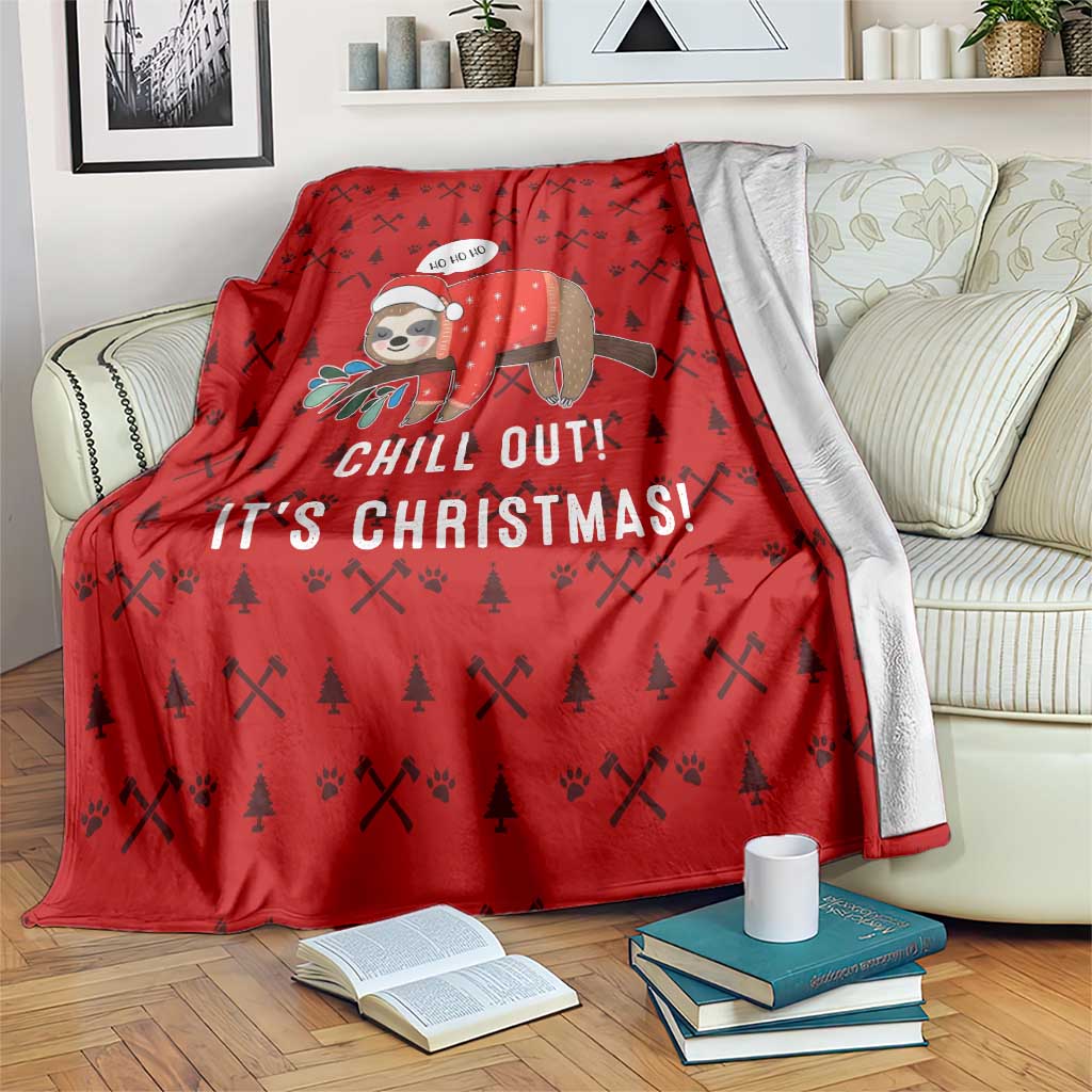 Sloth Chill Out Christmas Blanket Xmas Holiday Patterns - Wonder Print Shop