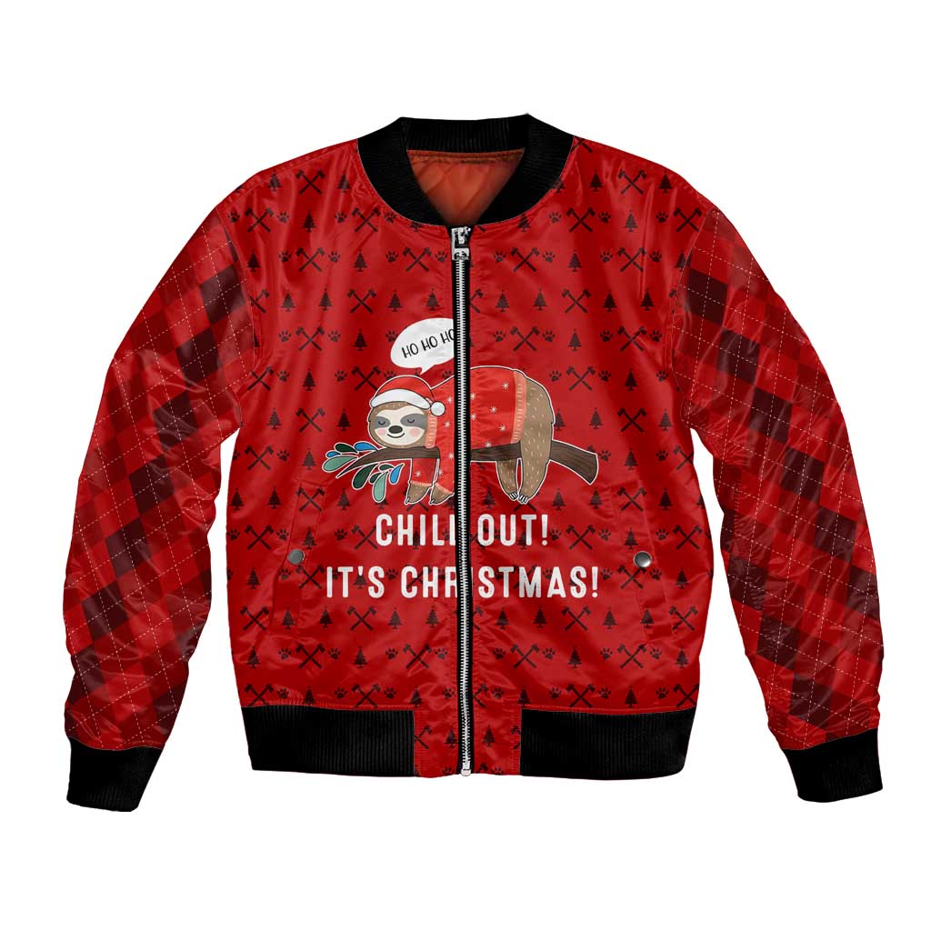 Sloth Chill Out Christmas Bomber Jacket Xmas Holiday Patterns - Wonder Print Shop