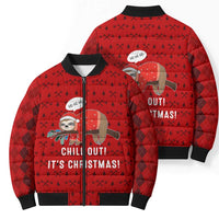 Sloth Chill Out Christmas Bomber Puffer Jacket Xmas Holiday Patterns - Wonder Print Shop