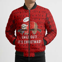 Sloth Chill Out Christmas Bomber Puffer Jacket Xmas Holiday Patterns - Wonder Print Shop