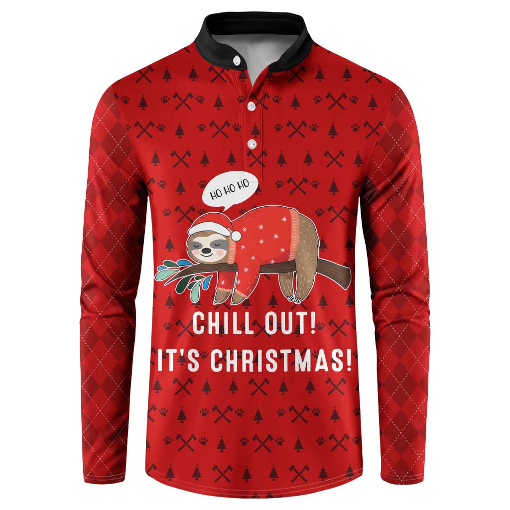 Sloth Chill Out Christmas Button Sweatshirt Xmas Holiday Patterns - Wonder Print Shop