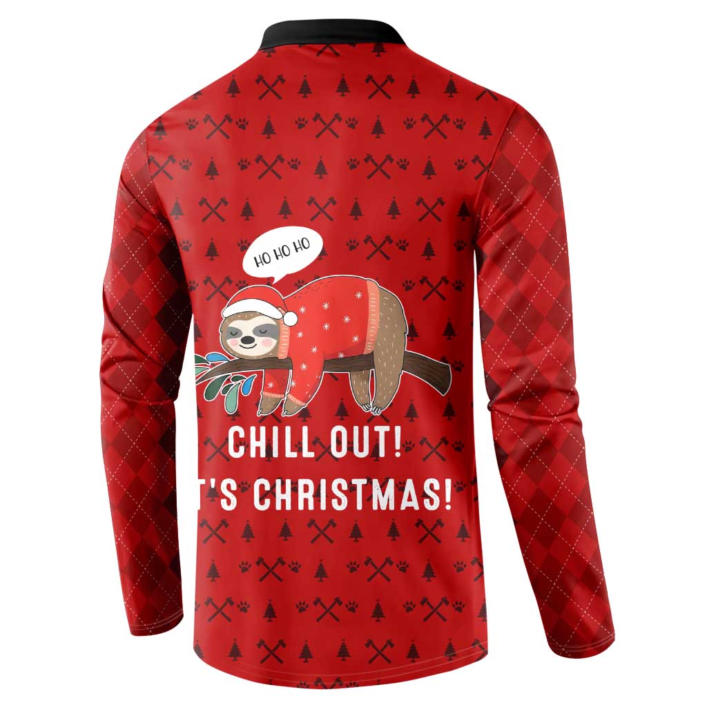 Sloth Chill Out Christmas Button Sweatshirt Xmas Holiday Patterns - Wonder Print Shop