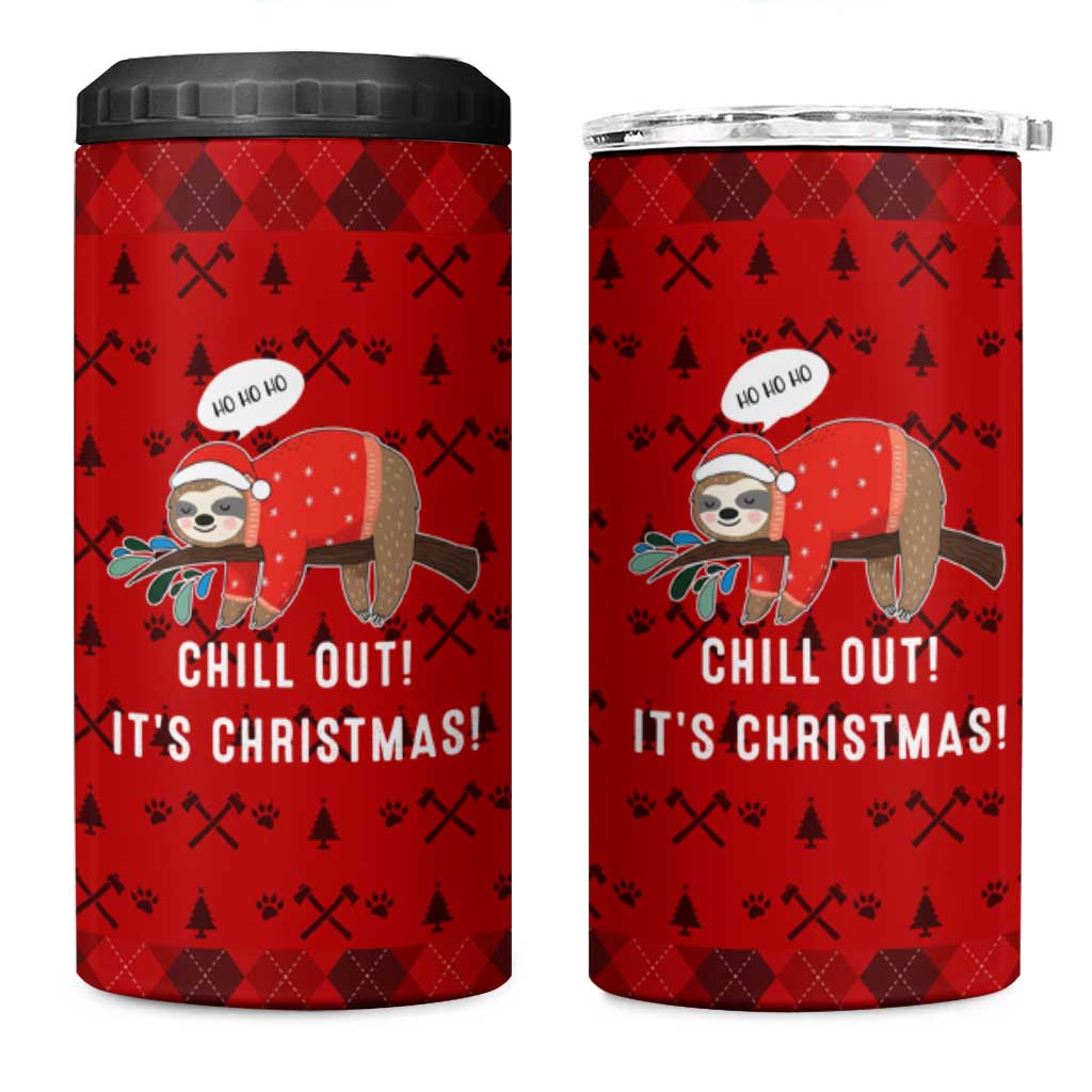 Sloth Chill Out Christmas 4 in 1 Can Cooler Tumbler Xmas Holiday Patterns - Wonder Print Shop