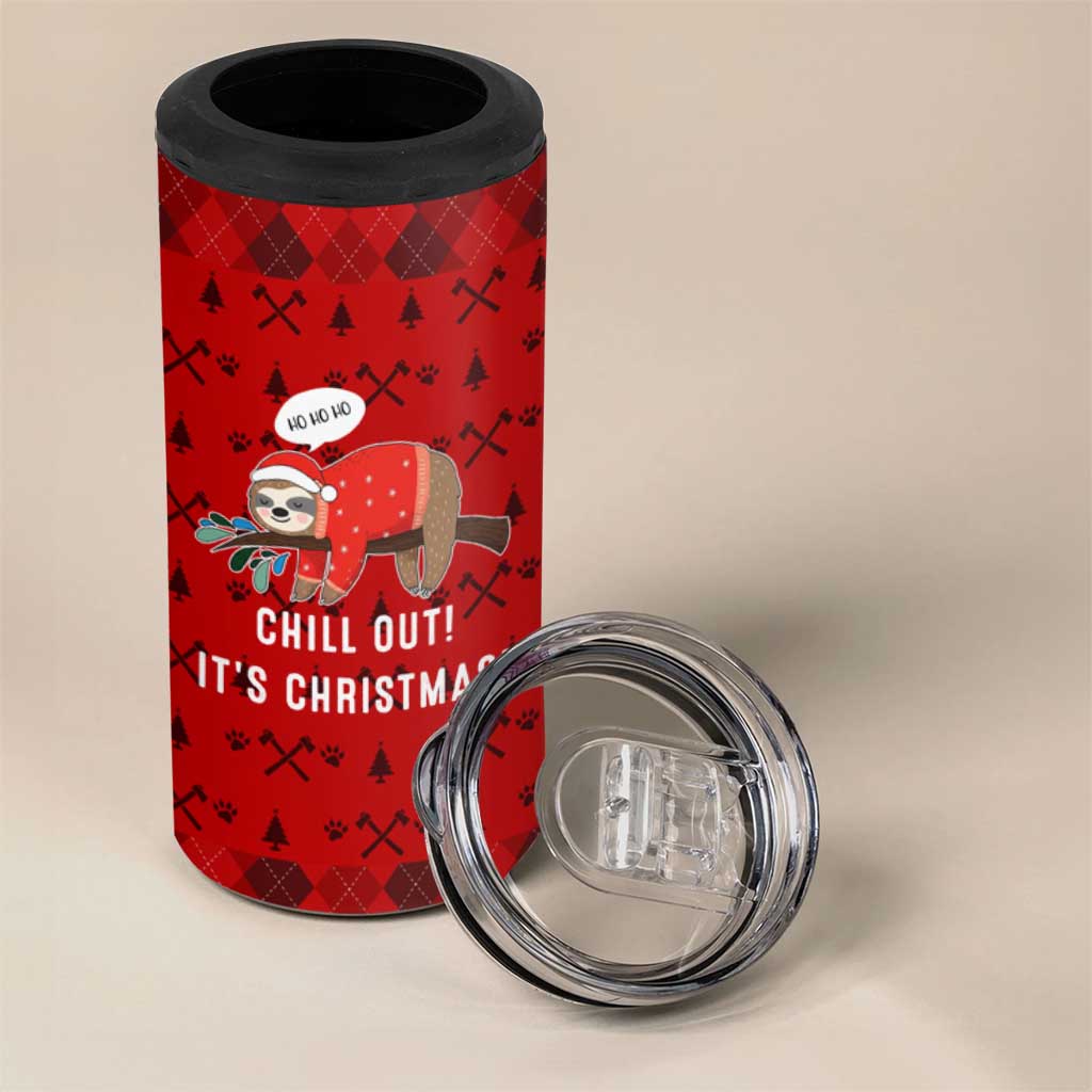 Sloth Chill Out Christmas 4 in 1 Can Cooler Tumbler Xmas Holiday Patterns - Wonder Print Shop