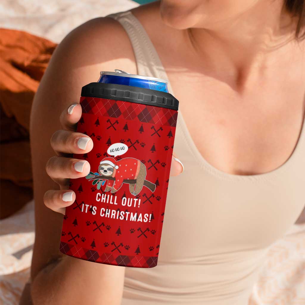 Sloth Chill Out Christmas 4 in 1 Can Cooler Tumbler Xmas Holiday Patterns - Wonder Print Shop